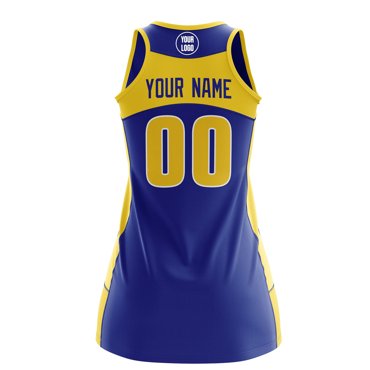 Custom Netball Dress | Royal Blue Gold Classic Style Two-Tone Breathable Performance Sportswear