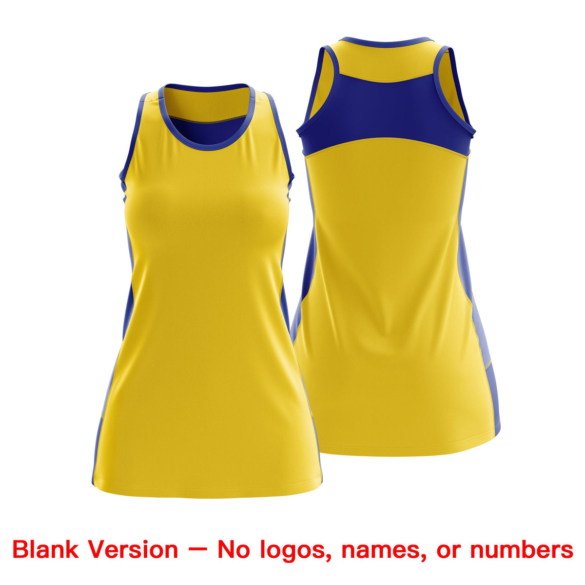 Custom Netball Dress | Gold Royal Blue Classic Style Two-Tone Professional Team Uniforms