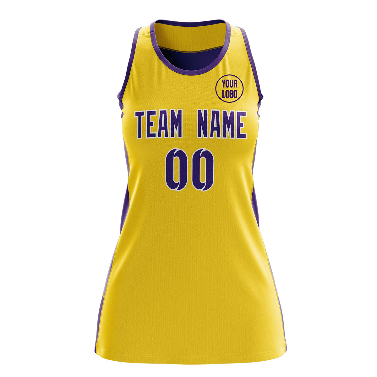 Custom Netball Dress | Gold Purple Classic Style Two-Tone Match Day Uniform