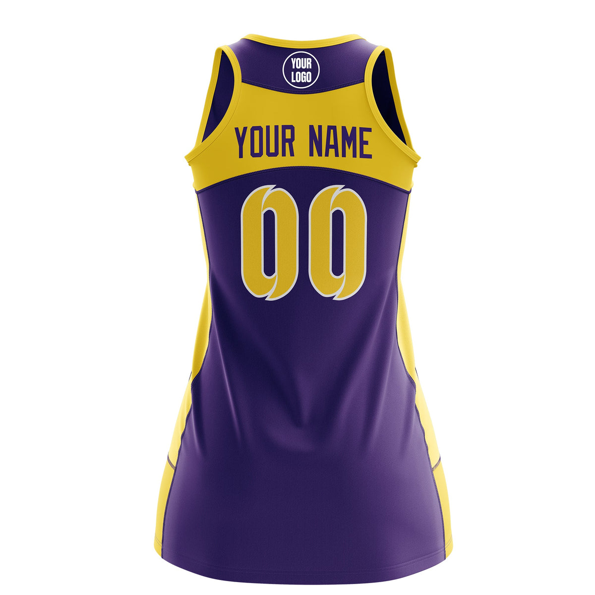 Custom Netball Dress | Purple Gold Classic Style Two-Tone Professional Team Uniforms