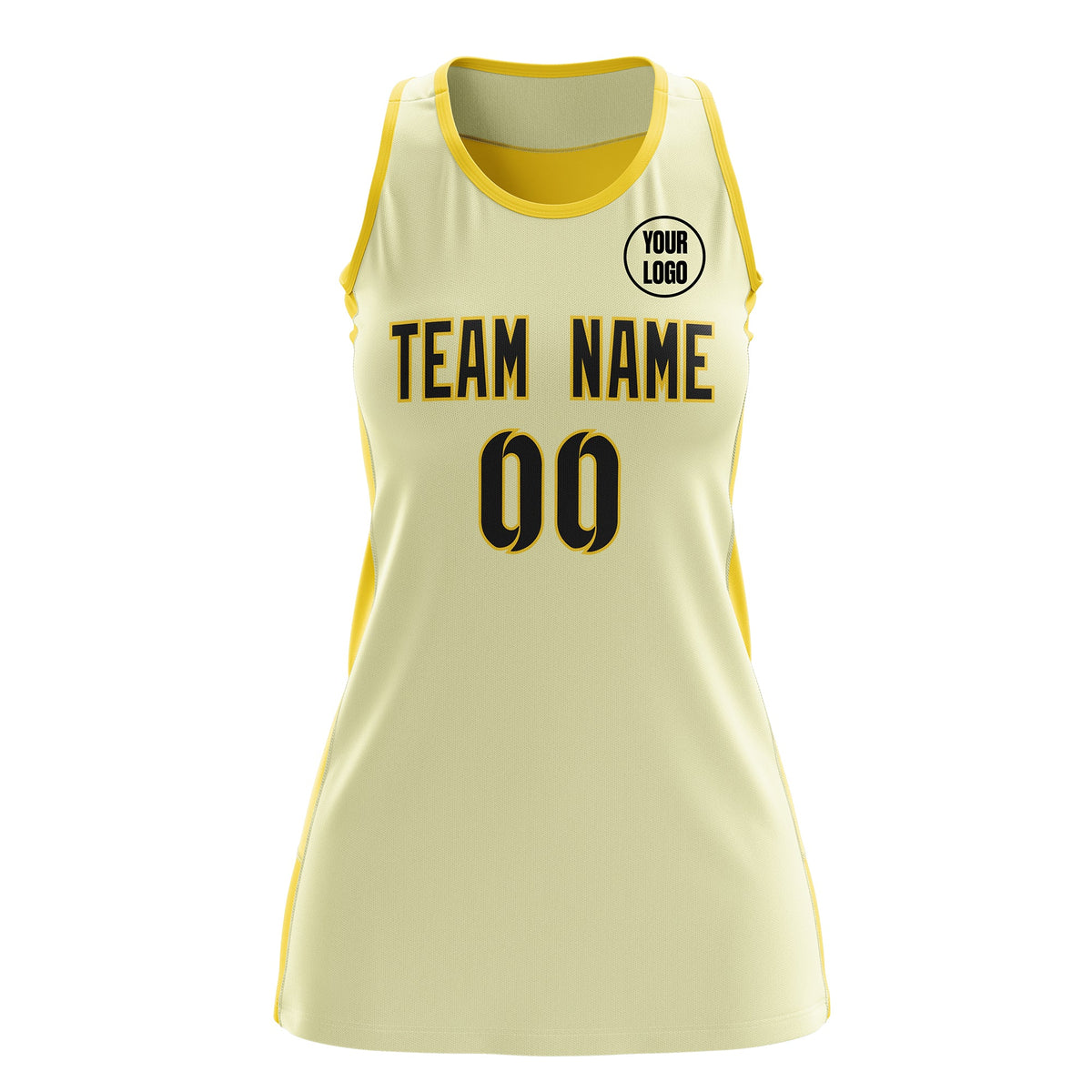 Custom Netball Dress | Cream Gold Classic Style Two-Tone Match Day Uniform