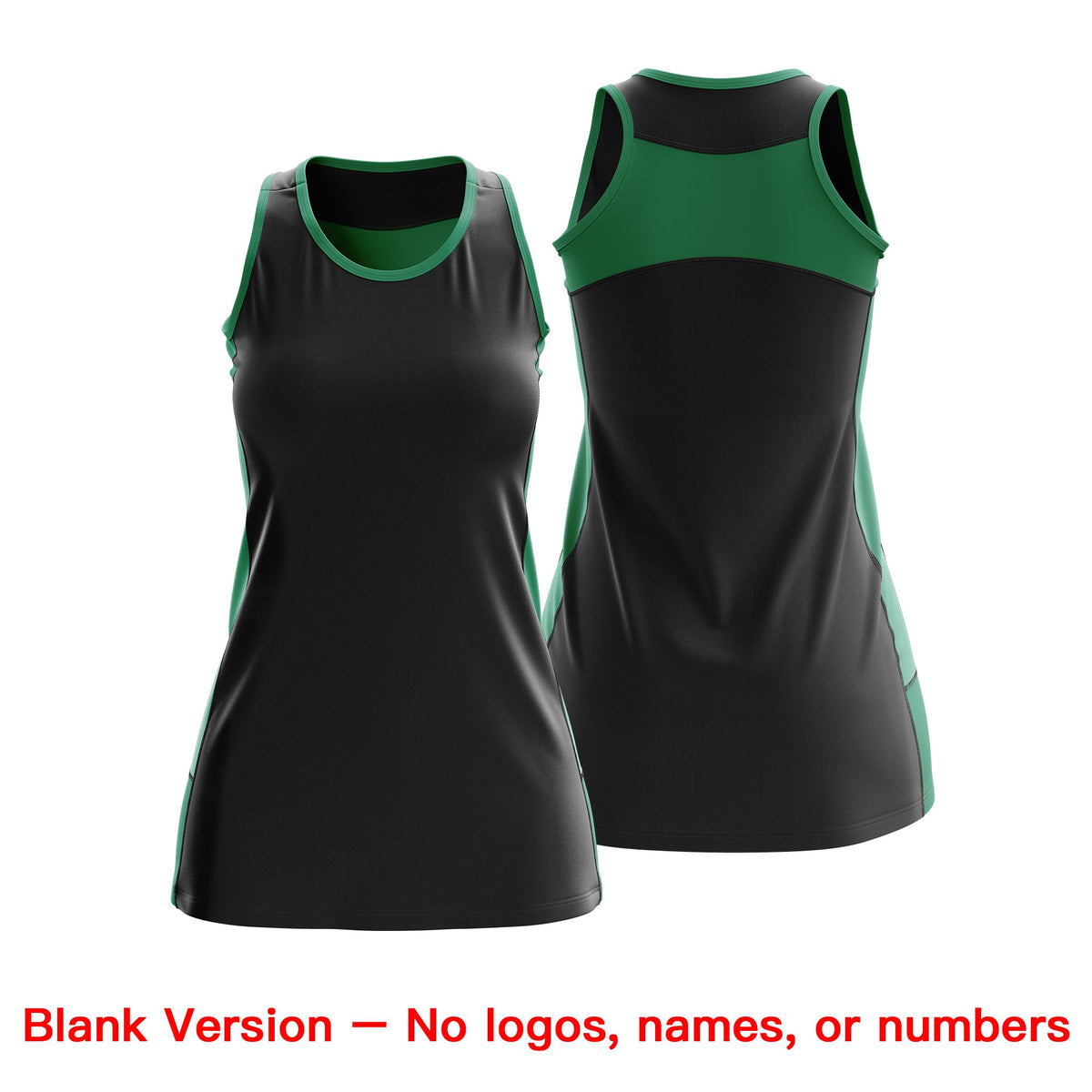 Custom Netball Dress | Black Kelly Green Classic Style Two-Tone Match Day Uniform