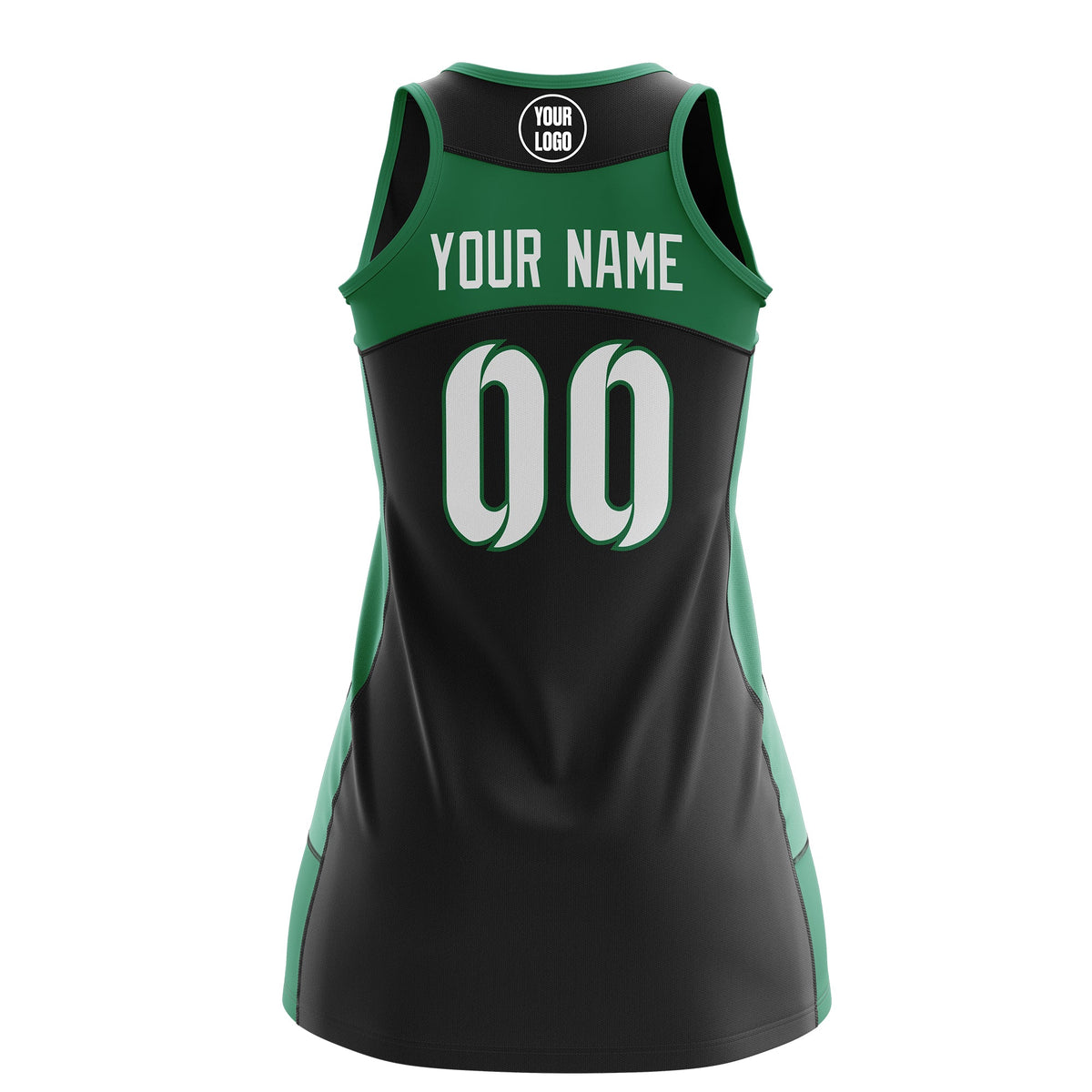 Custom Netball Dress | Black Kelly Green Classic Style Two-Tone Match Day Uniform