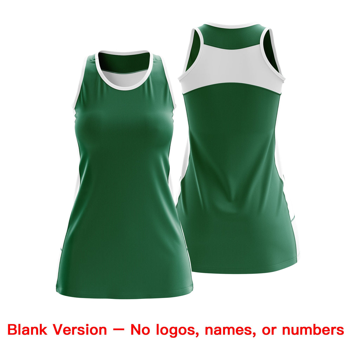 Custom Netball Dress | Kelly Green White Classic Style Two-Tone Breathable Performance Sportswear