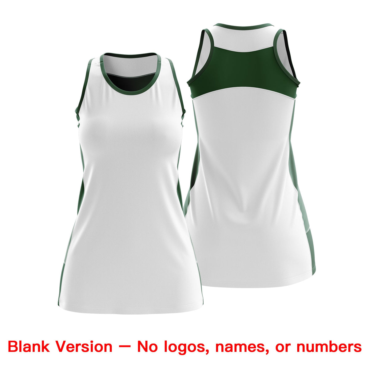 Custom Netball Dress | White Green Classic Style Two-Tone Professional Team Uniforms