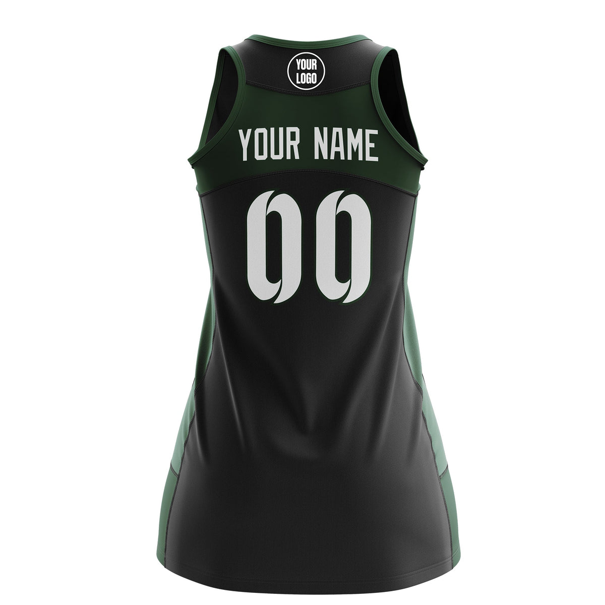 Custom Netball Dress | Black Green Classic Style Two-Tone Breathable Performance Sportswear