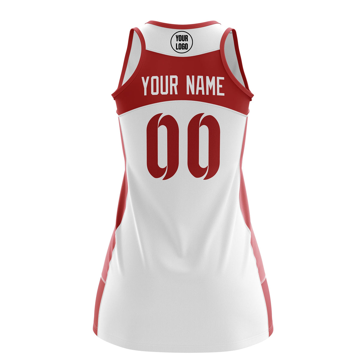 Custom Netball Dress | White Red Classic Style Two-Tone Professional Team Uniforms