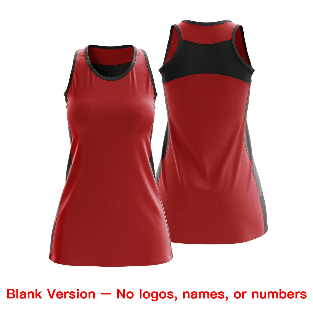 Custom Netball Dress | Red Black Classic Style Two-Tone Match Day Uniform