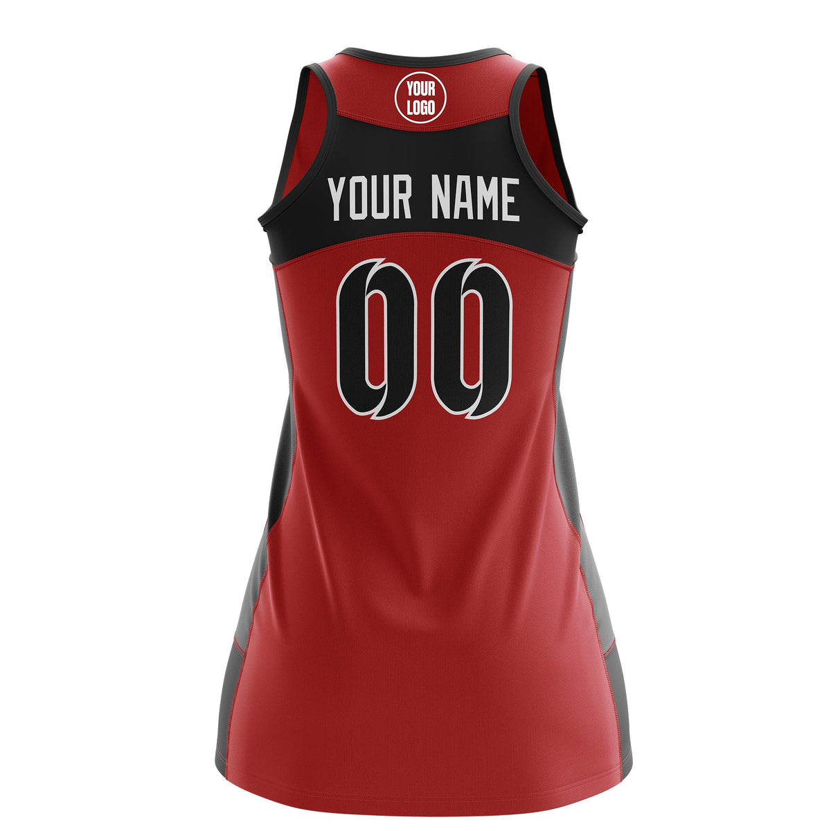 Custom Netball Dress | Red Black Classic Style Two-Tone Match Day Uniform