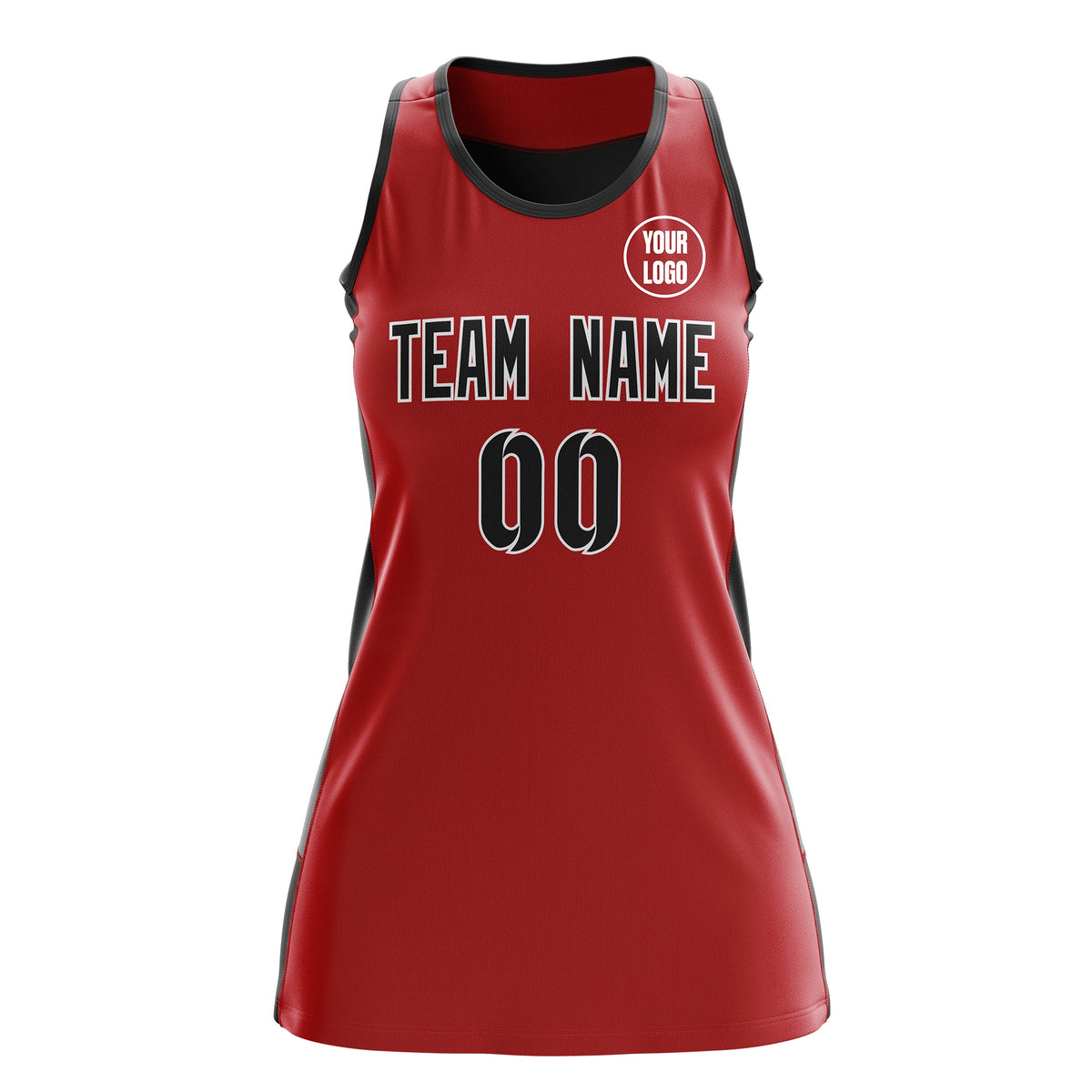 Custom Netball Dress | Red Black Classic Style Two-Tone Match Day Uniform