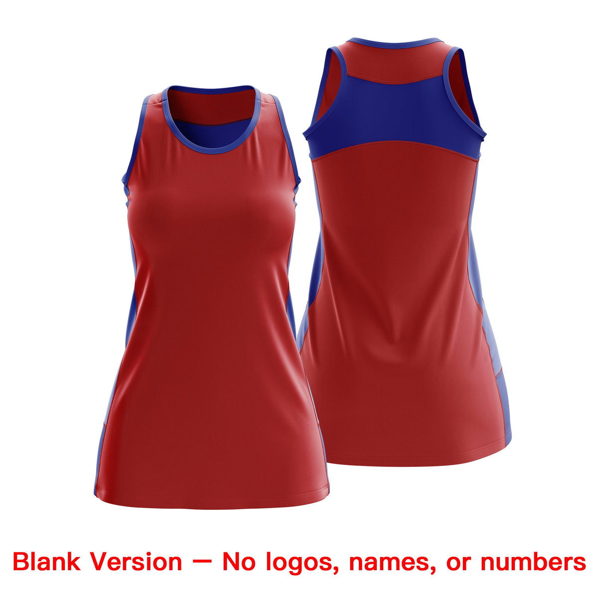Custom Netball Dress | Red Royal Blue Classic Style Two-Tone Match Day Uniform