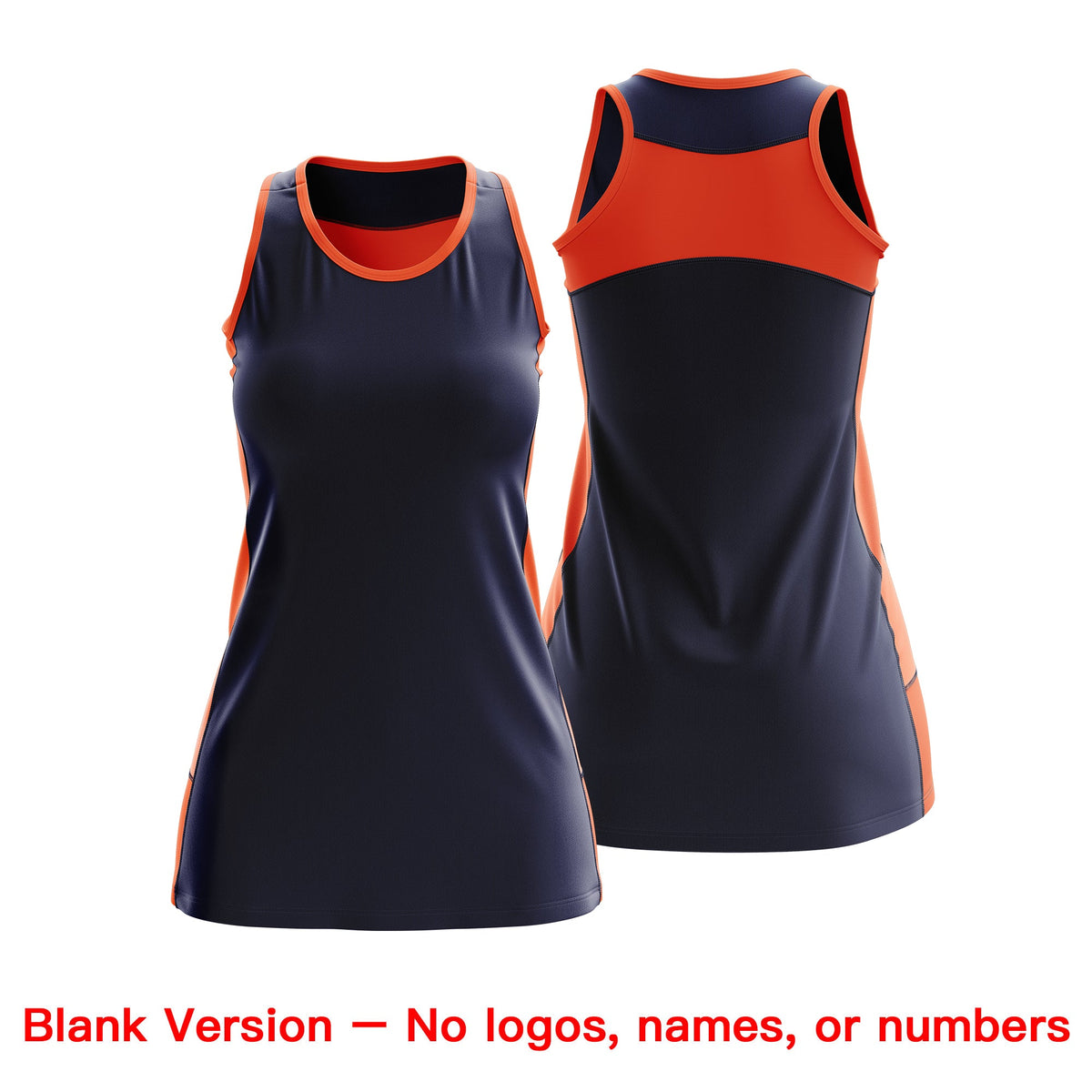 Custom Netball Dress | Navy Orange Classic Style Two-Tone Professional Team Uniforms