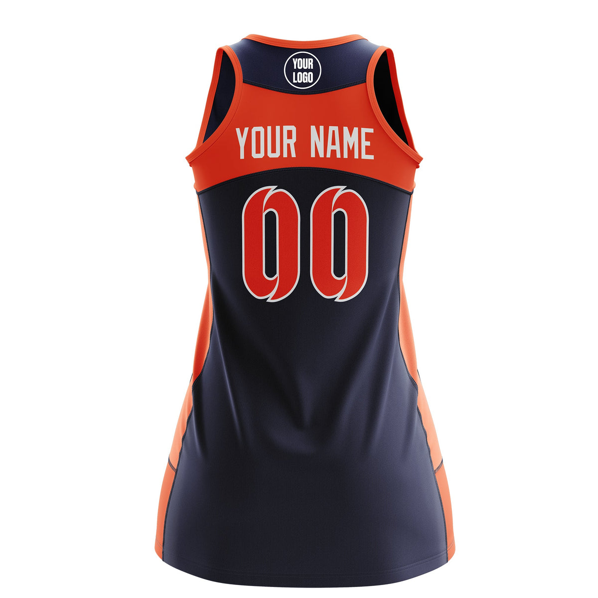 Custom Netball Dress | Navy Orange Classic Style Two-Tone Professional Team Uniforms