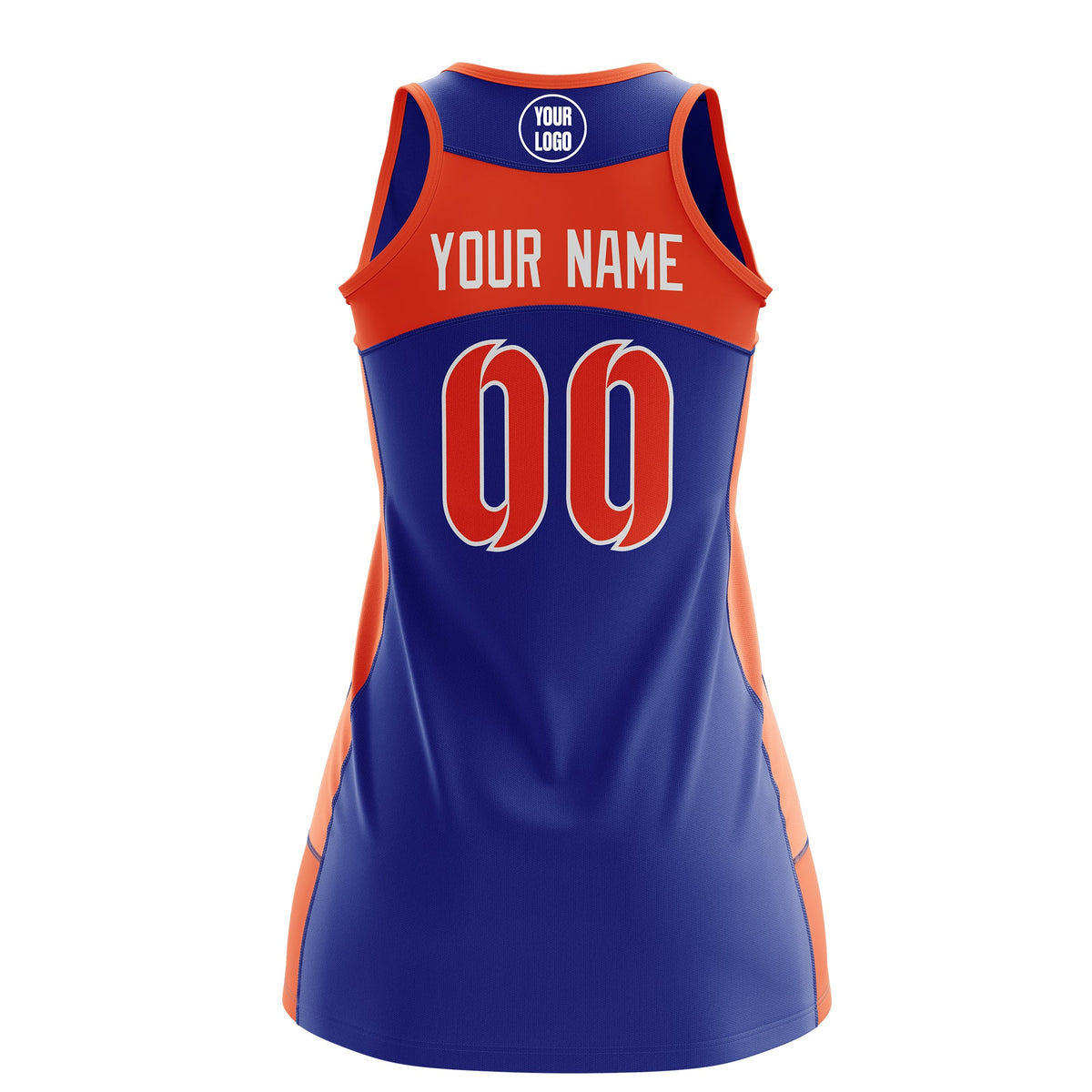 Custom Netball Dress | Royal Blue Orange Classic Style Two-Tone Match Day Uniform