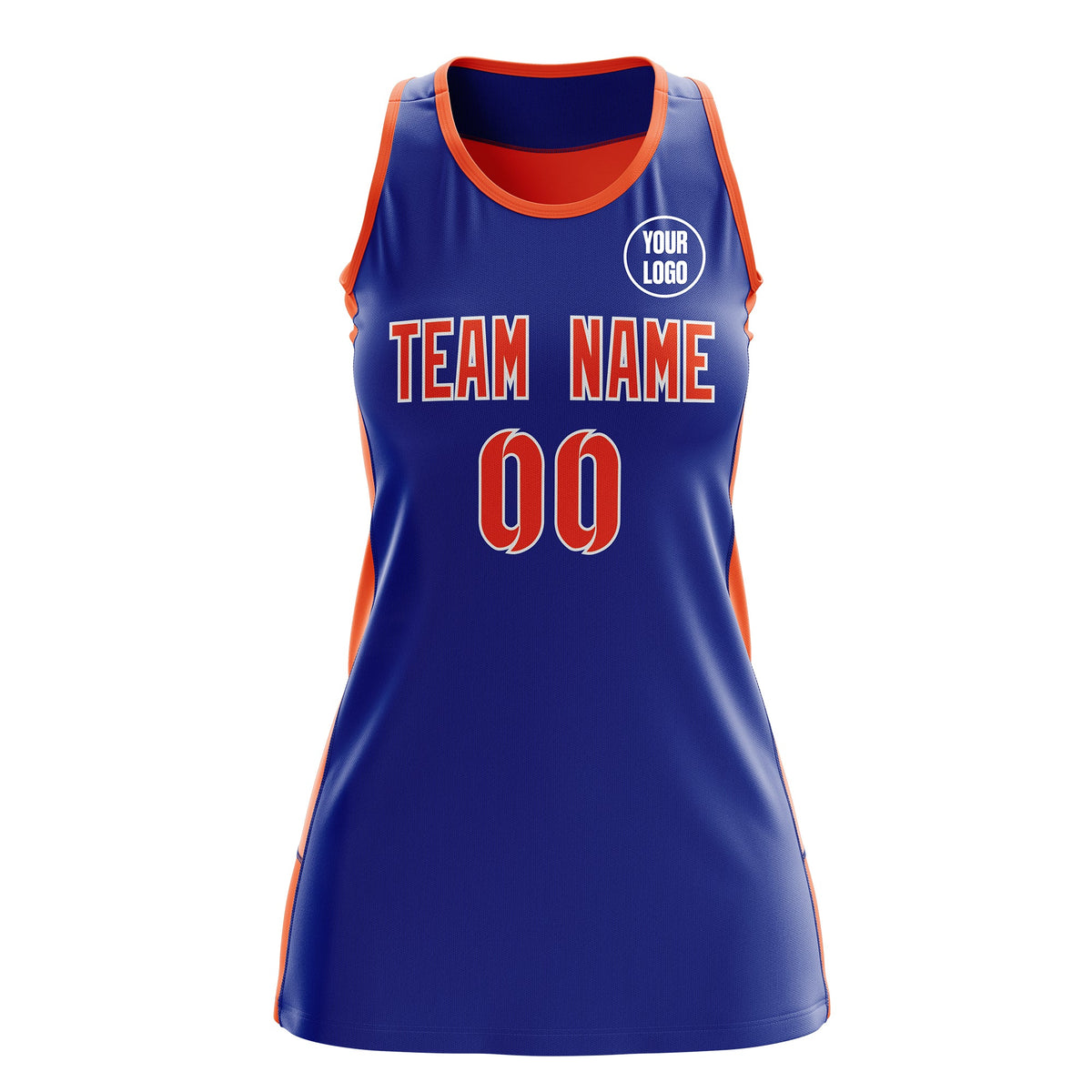 Custom Netball Dress | Royal Blue Orange Classic Style Two-Tone Match Day Uniform