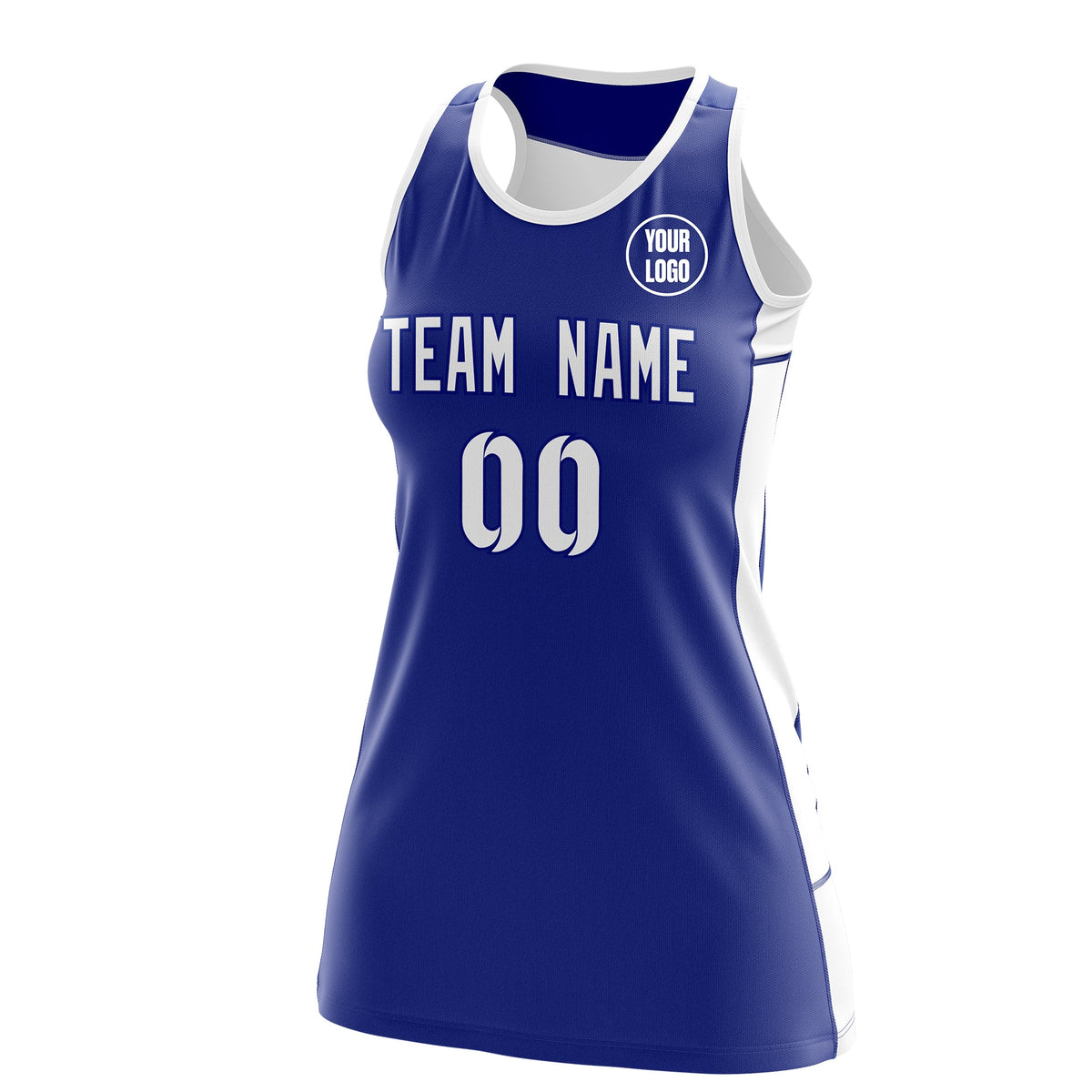 Custom Netball Dress | Royal Blue White Classic Style Two-Tone Breathable Performance Sportswear