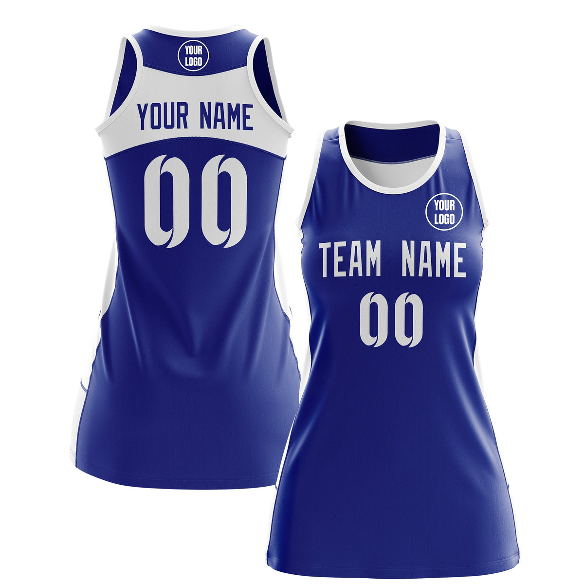 Custom Netball Dress | Royal Blue White Classic Style Two-Tone Breathable Performance Sportswear