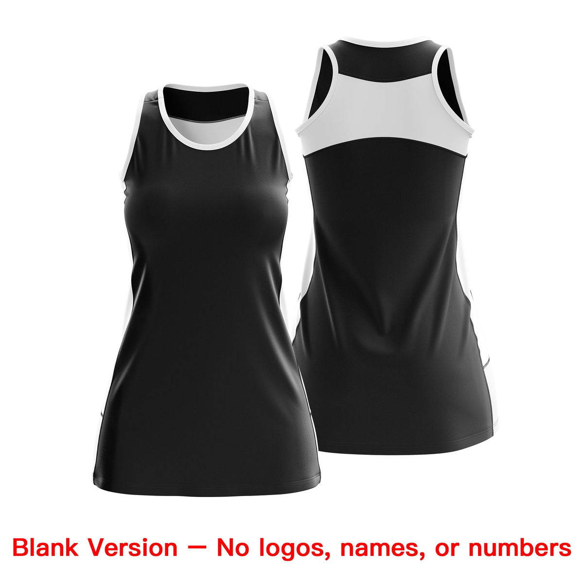 Custom Netball Dress | Black White Classic Style Two-Tone Professional Team Uniforms