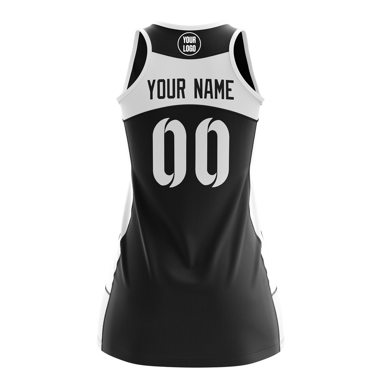 Custom Netball Dress | Black White Classic Style Two-Tone Professional Team Uniforms
