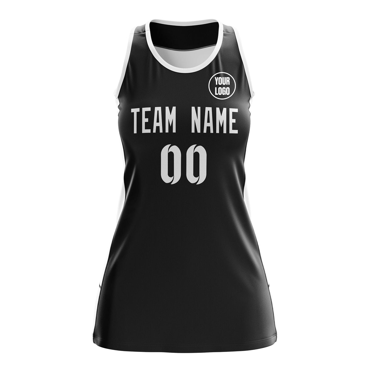 Custom Netball Dress | Black White Classic Style Two-Tone Professional Team Uniforms