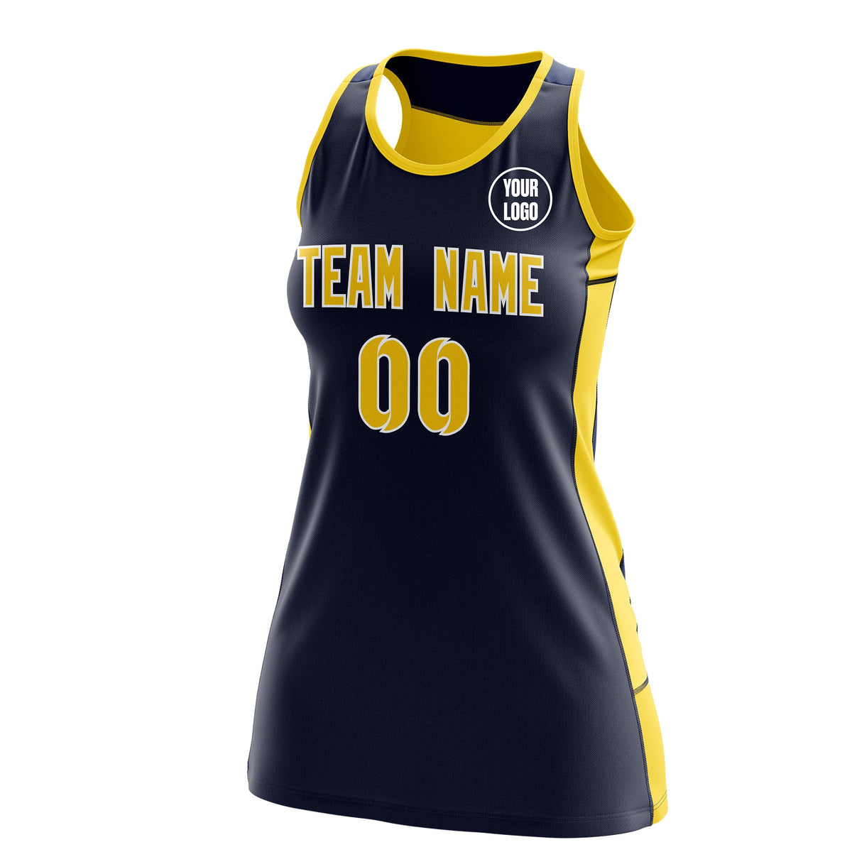 Custom Netball Dress | Navy Gold Classic Style Two-Tone Breathable Performance Sportswear