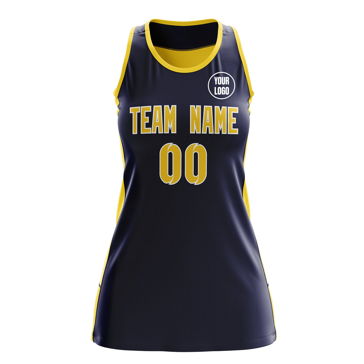Custom Netball Dress | Navy Gold Classic Style Two-Tone Breathable Performance Sportswear
