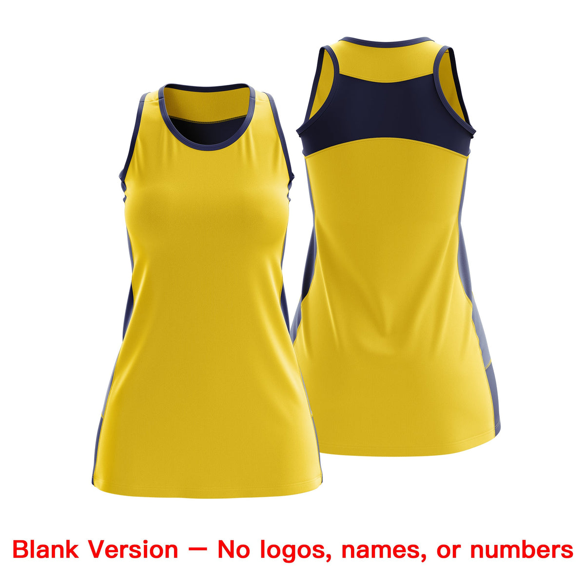 Custom Netball Dress | Gold Navy Classic Style Two-Tone Professional Team Uniforms