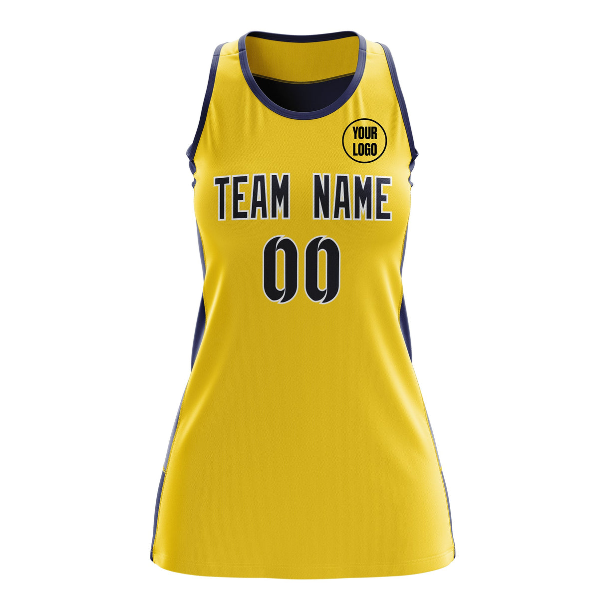 Custom Netball Dress | Gold Navy Classic Style Two-Tone Professional Team Uniforms