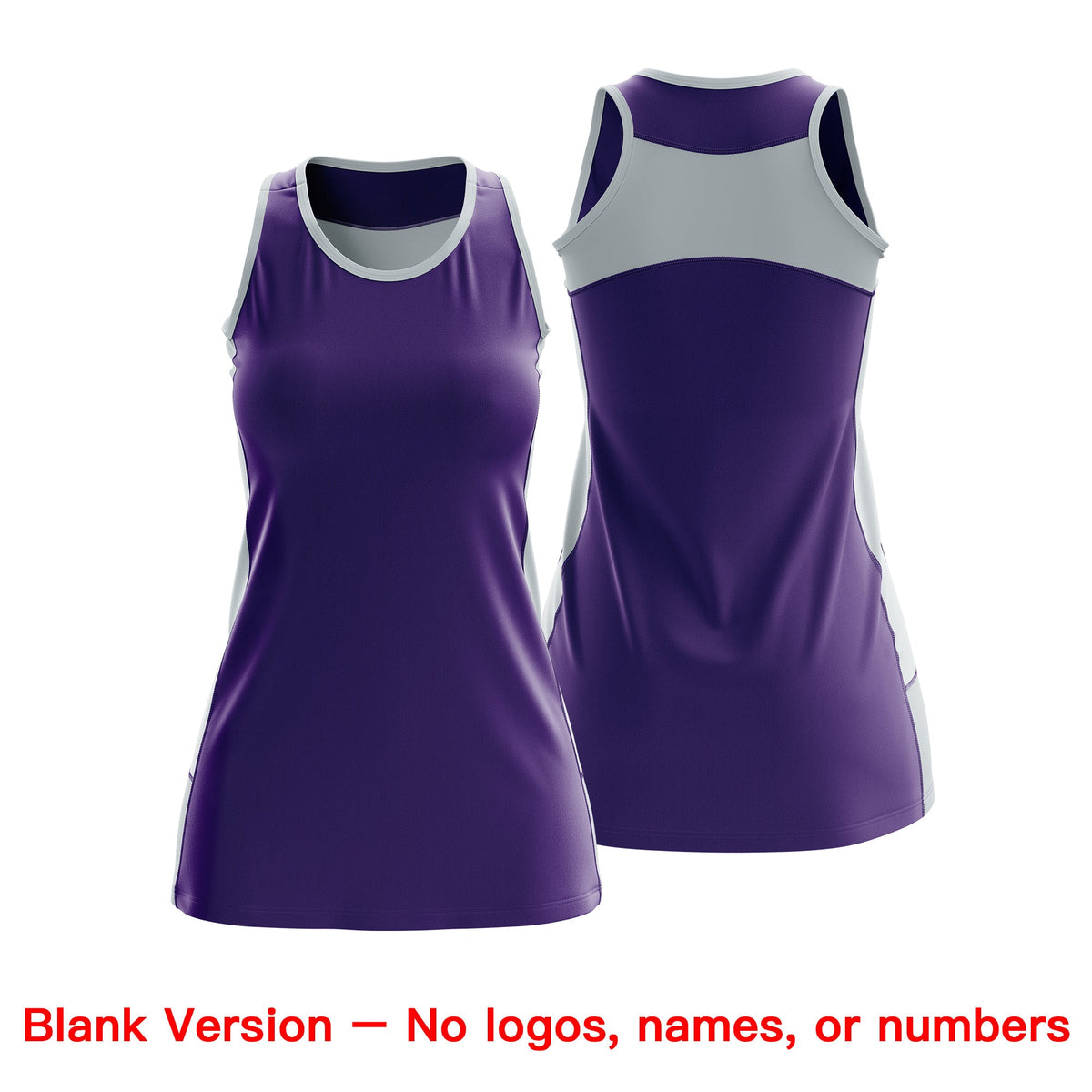 Custom Netball Dress | Purple Silver Classic Style Two-Tone Breathable Performance Sportswear