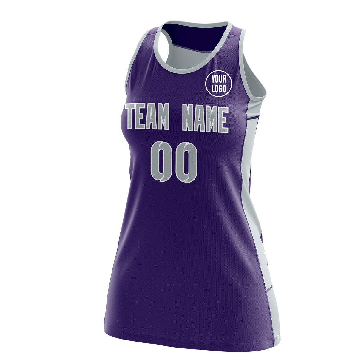 Custom Netball Dress | Purple Silver Classic Style Two-Tone Breathable Performance Sportswear