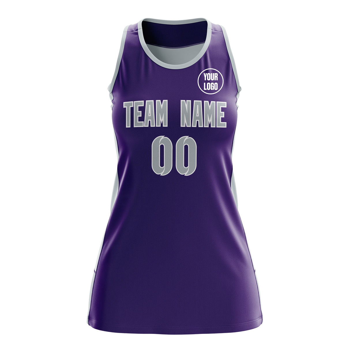 Custom Netball Dress | Purple Silver Classic Style Two-Tone Breathable Performance Sportswear