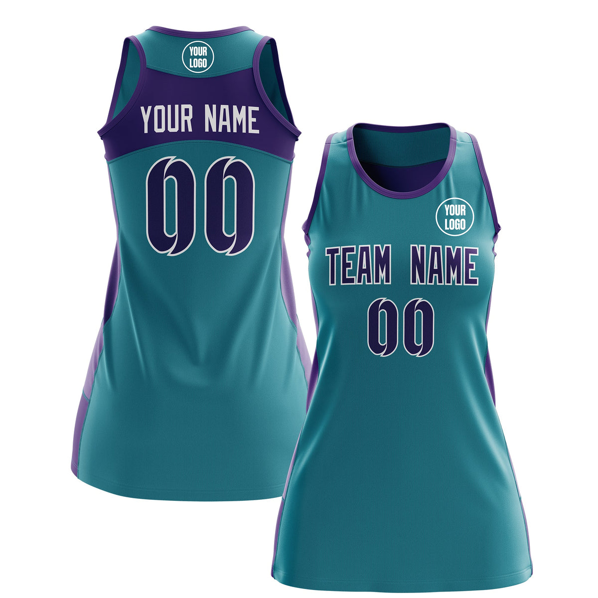Custom Netball Dress | Teal Purple Classic Style Two-Tone Match Day Uniform