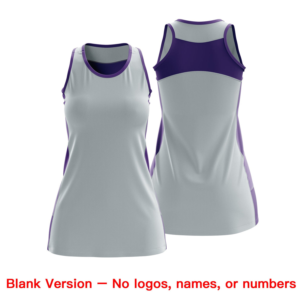 Custom Netball Dress | Silver Purple Classic Style Two-Tone Match Day Uniform