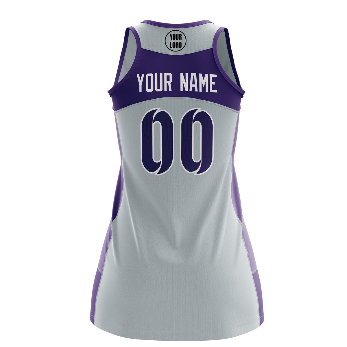 Custom Netball Dress | Silver Purple Classic Style Two-Tone Match Day Uniform