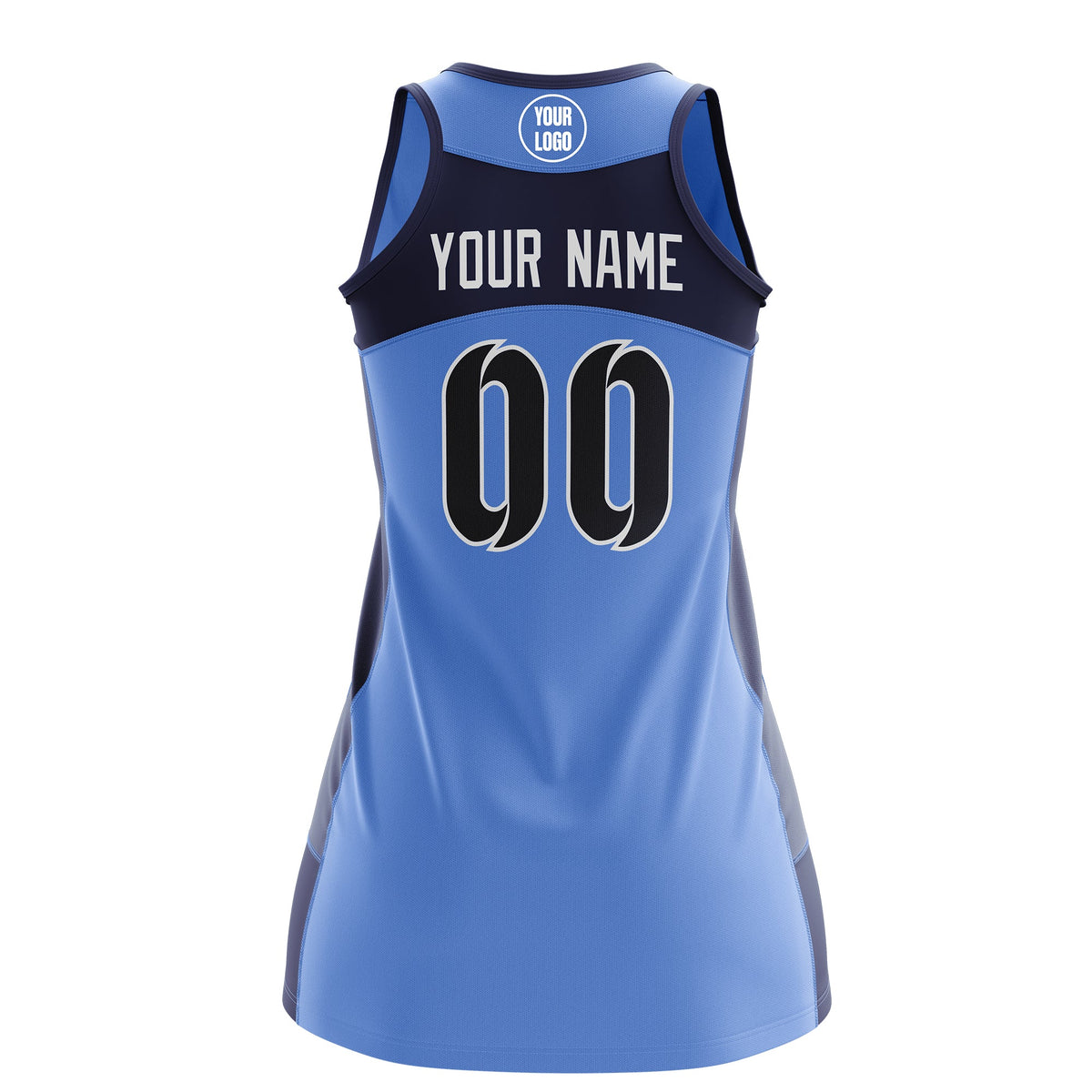 Custom Netball Dress | Powder Blue Navy Classic Style Two-Tone Breathable Performance Sportswear