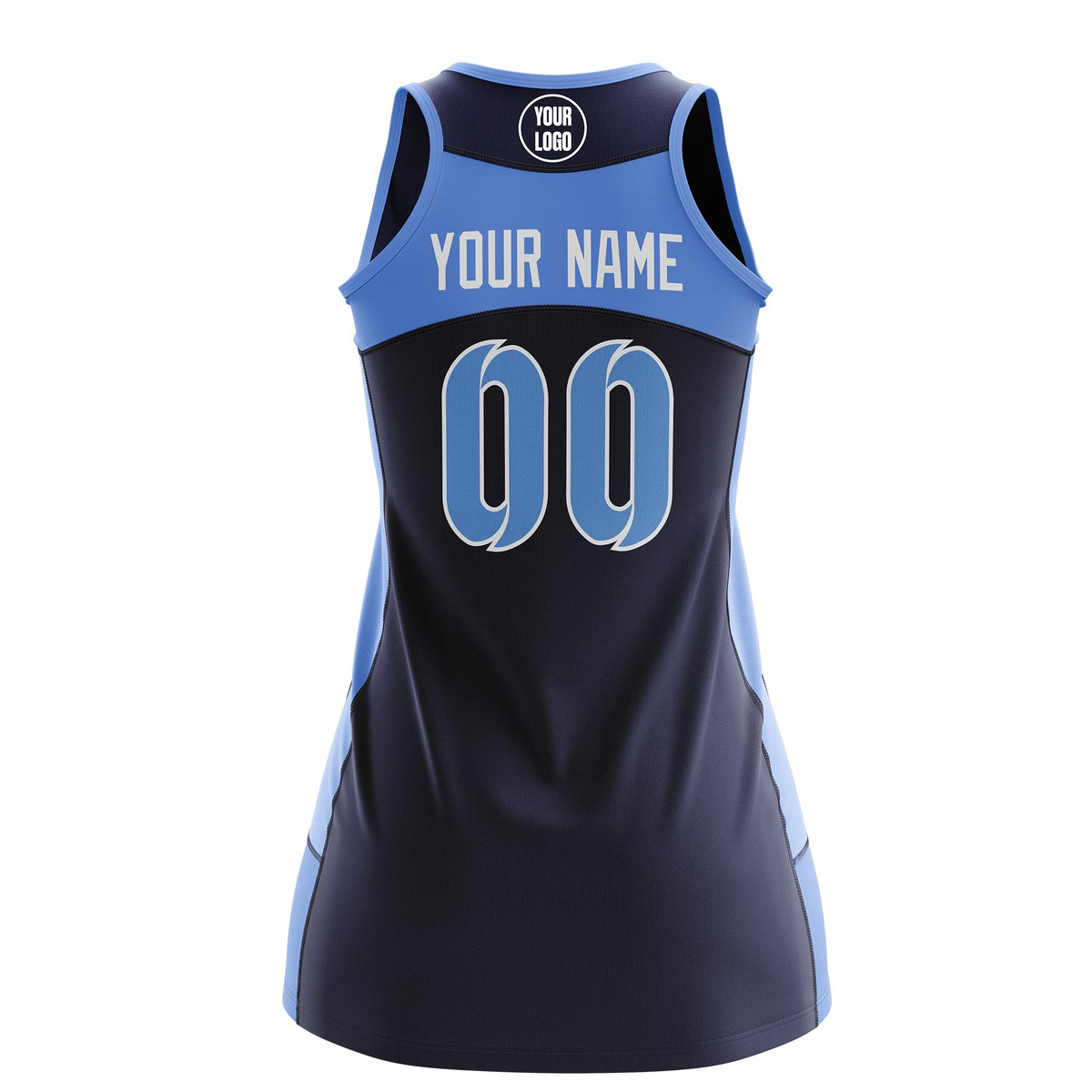 Custom Netball Dress | Navy Powder Blue Classic Style Two-Tone Professional Team Uniforms