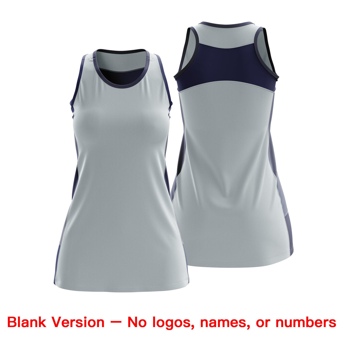 Custom Netball Dress | Silver Navy Classic Style Two-Tone Match Day Uniform