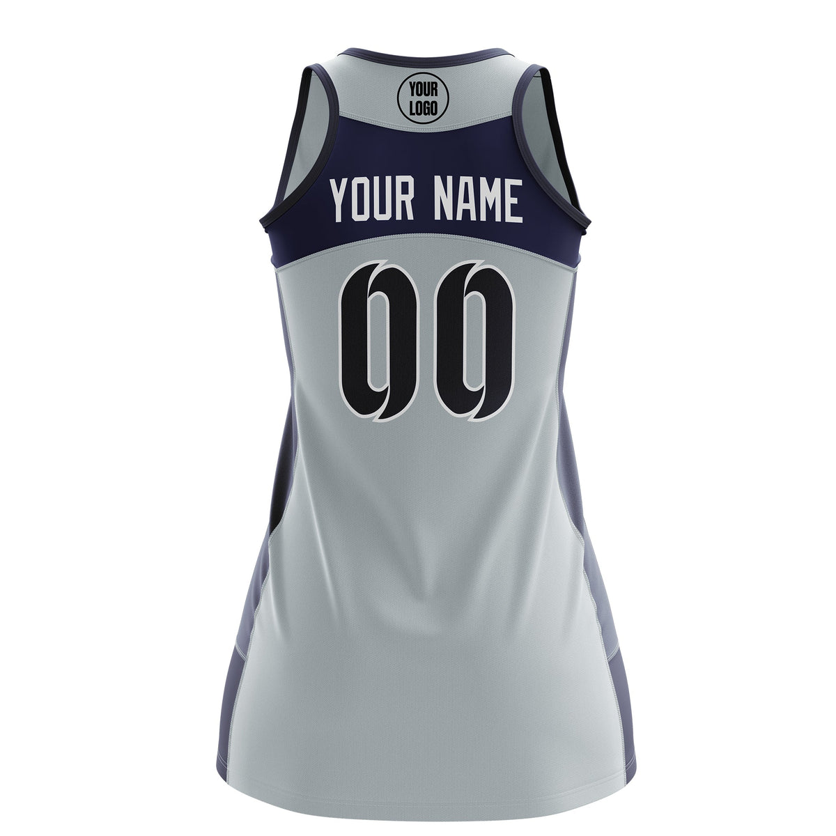Custom Netball Dress | Silver Navy Classic Style Two-Tone Match Day Uniform