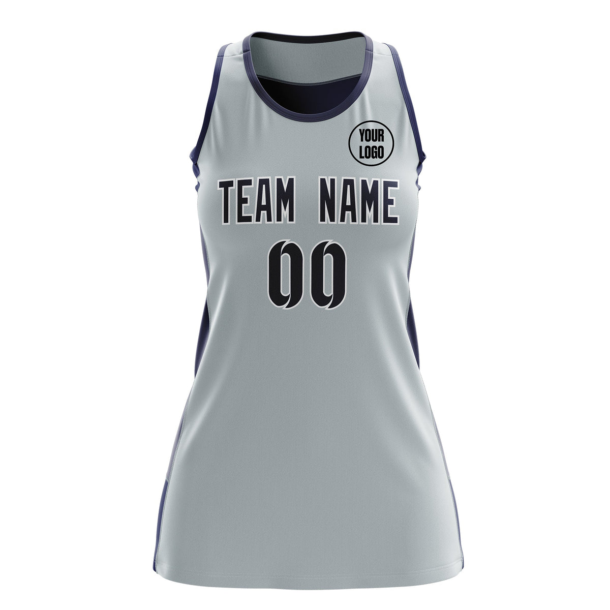 Custom Netball Dress | Silver Navy Classic Style Two-Tone Match Day Uniform