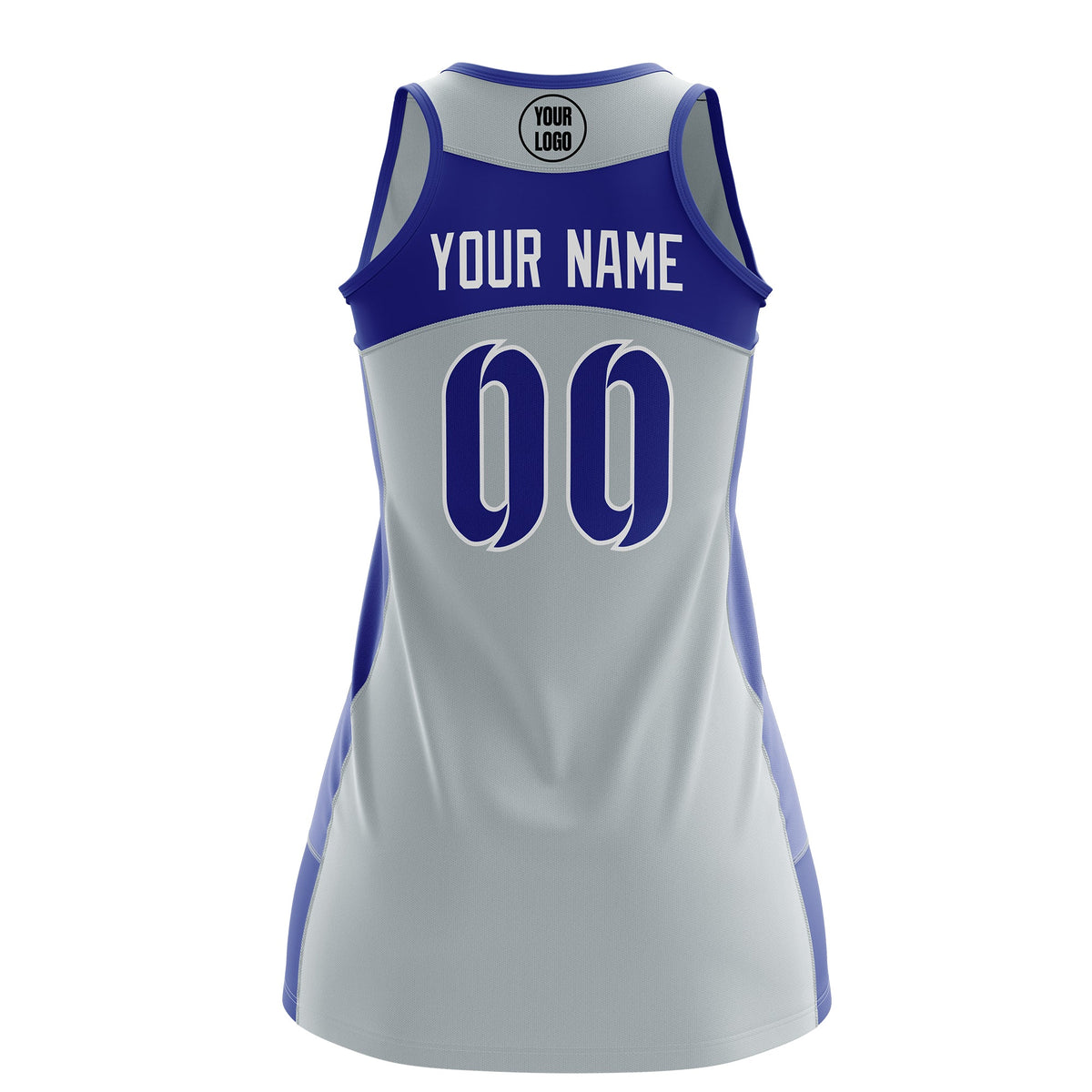 Custom Netball Dress | Silver Royal Blue Classic Style Two-Tone Breathable Performance Sportswear