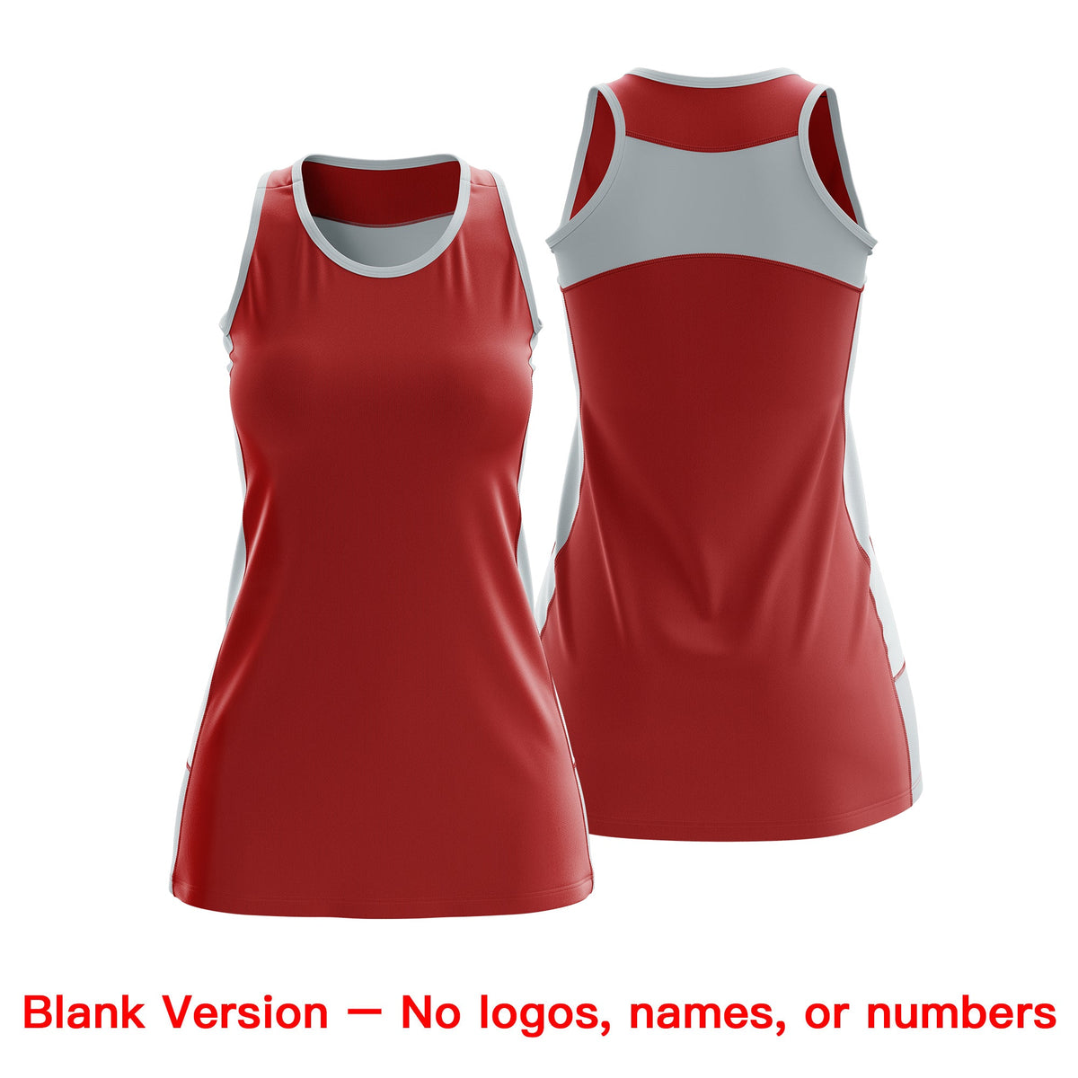 Custom Netball Dress | Red Silver Classic Style Two-Tone Professional Team Uniforms