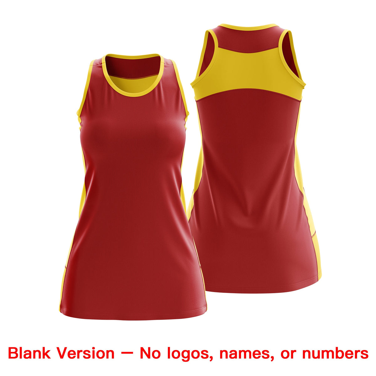 Custom Netball Dress | Red Gold Classic Style Two-Tone Match Day Uniform
