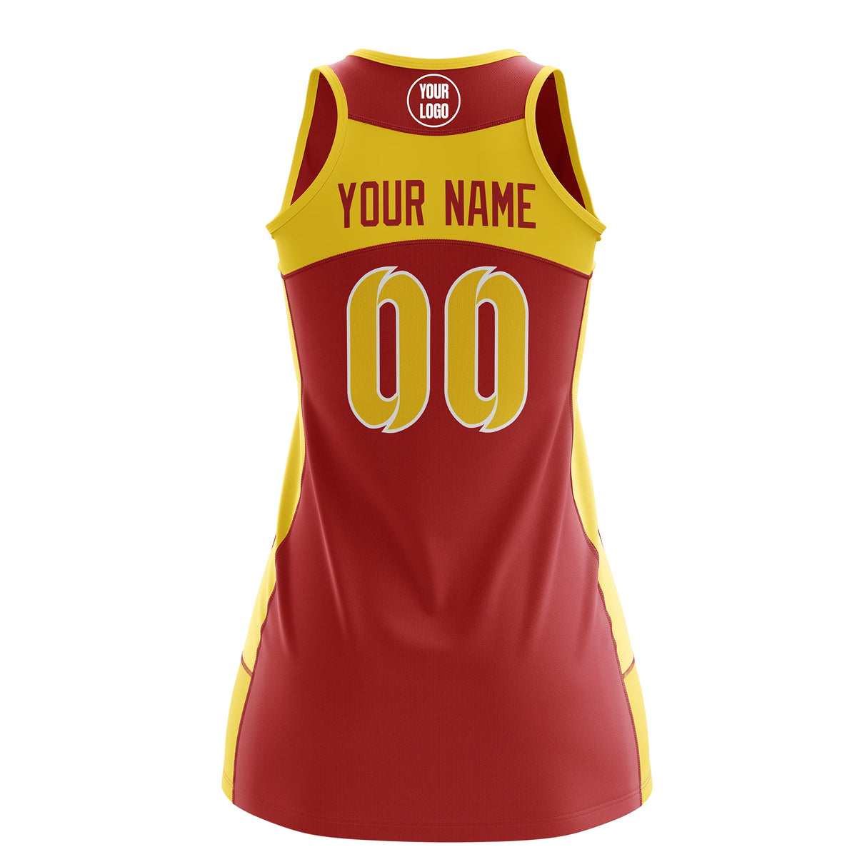Custom Netball Dress | Red Gold Classic Style Two-Tone Match Day Uniform