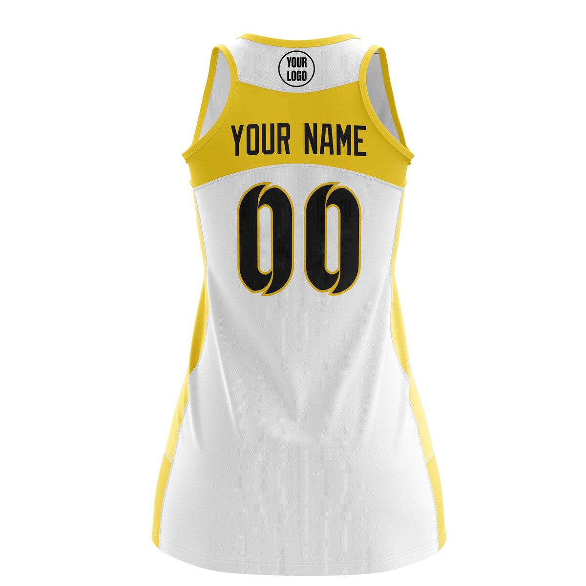 Custom Netball Dress | White Gold Classic Style Two-Tone Breathable Performance Sportswear