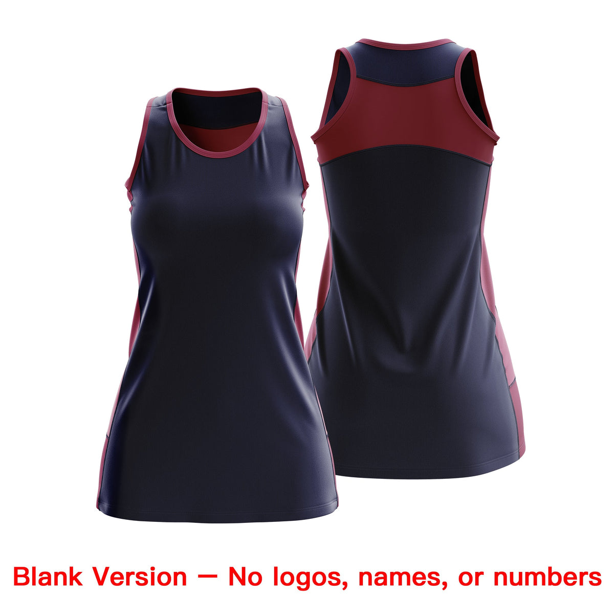 Custom Netball Dress | Navy Crimson Classic Style Two-Tone Professional Team Uniforms
