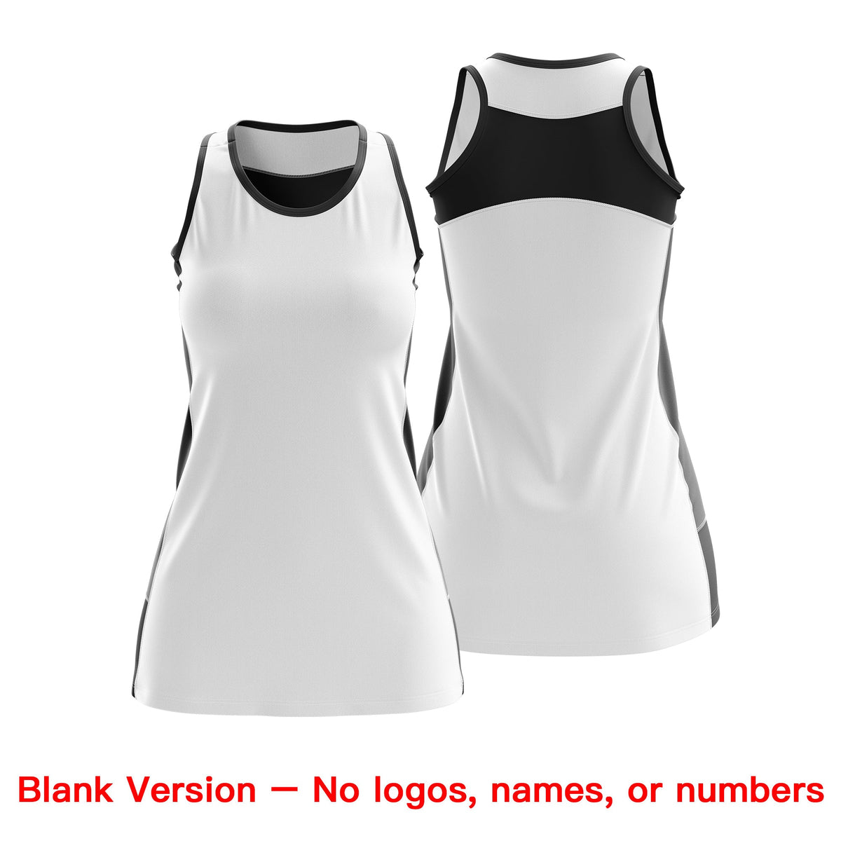 Custom Netball Dress | White Black Classic Style Two-Tone Professional Team Uniforms