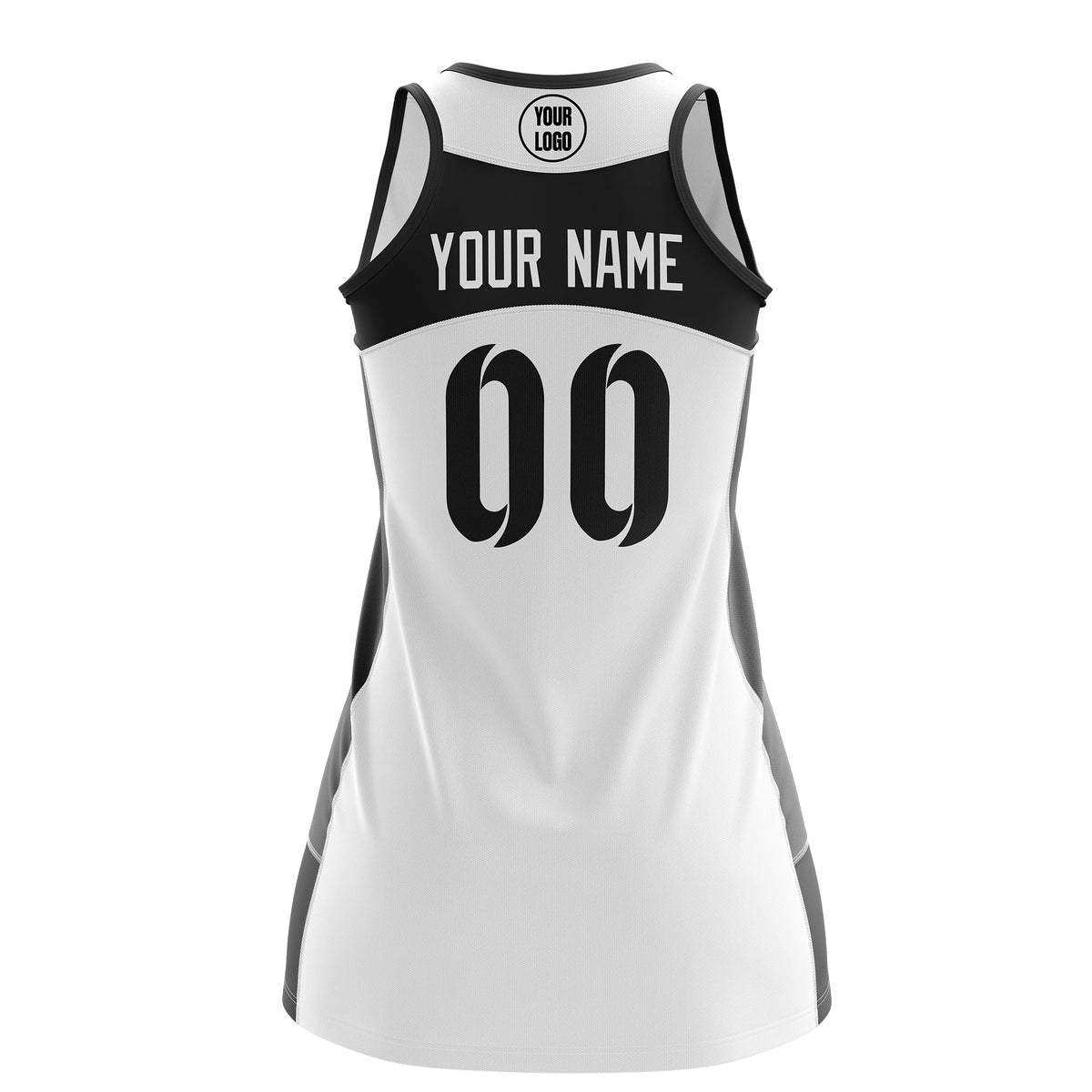 Custom Netball Dress | White Black Classic Style Two-Tone Professional Team Uniforms