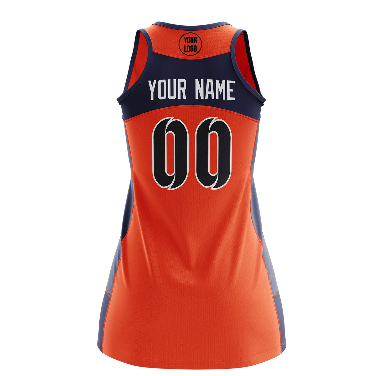 Custom Netball Dress | Orange Navy Classic Style Two-Tone Breathable Performance Sportswear