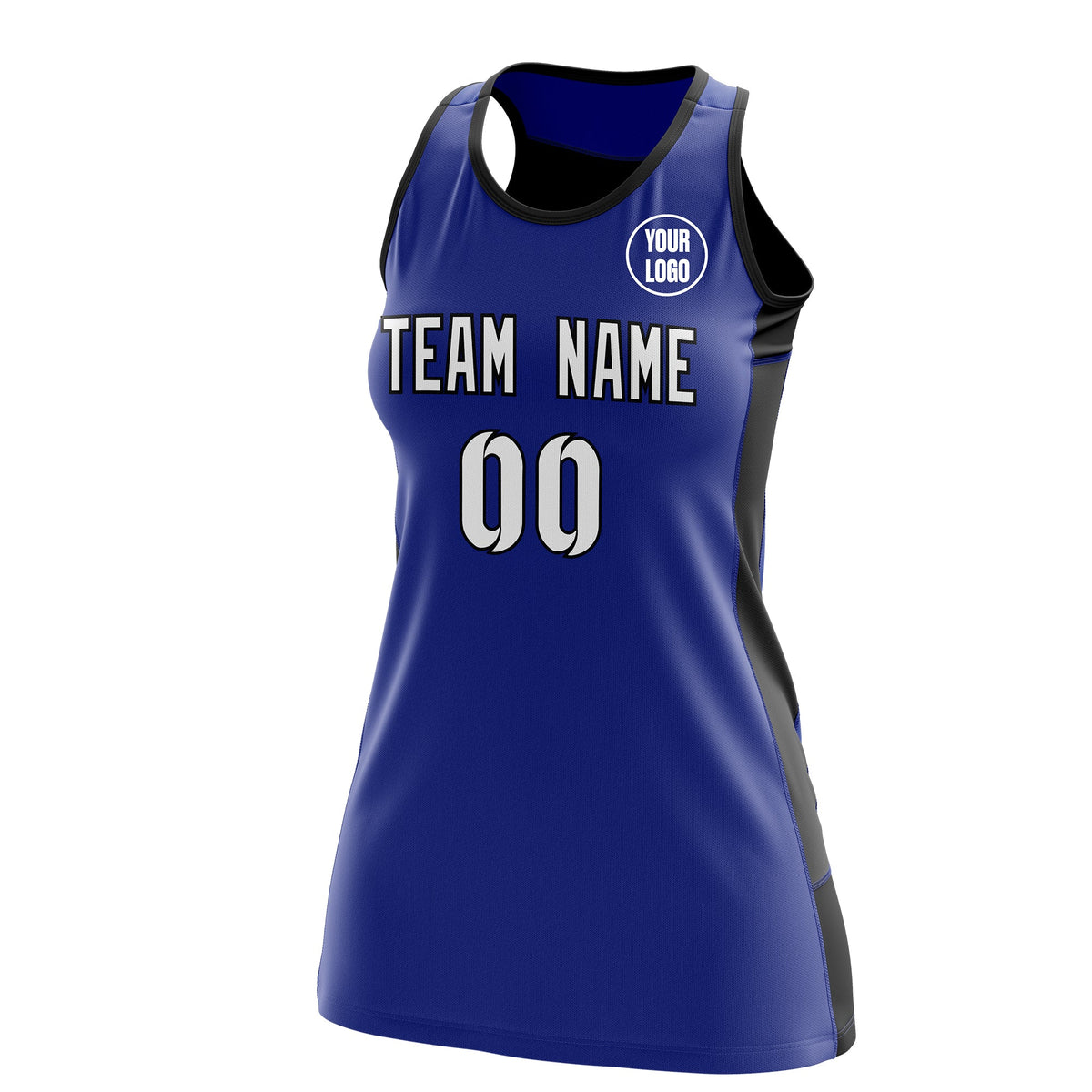 Custom Netball Dress | Royal Blue Black Classic Style Two-Tone Match Day Uniform