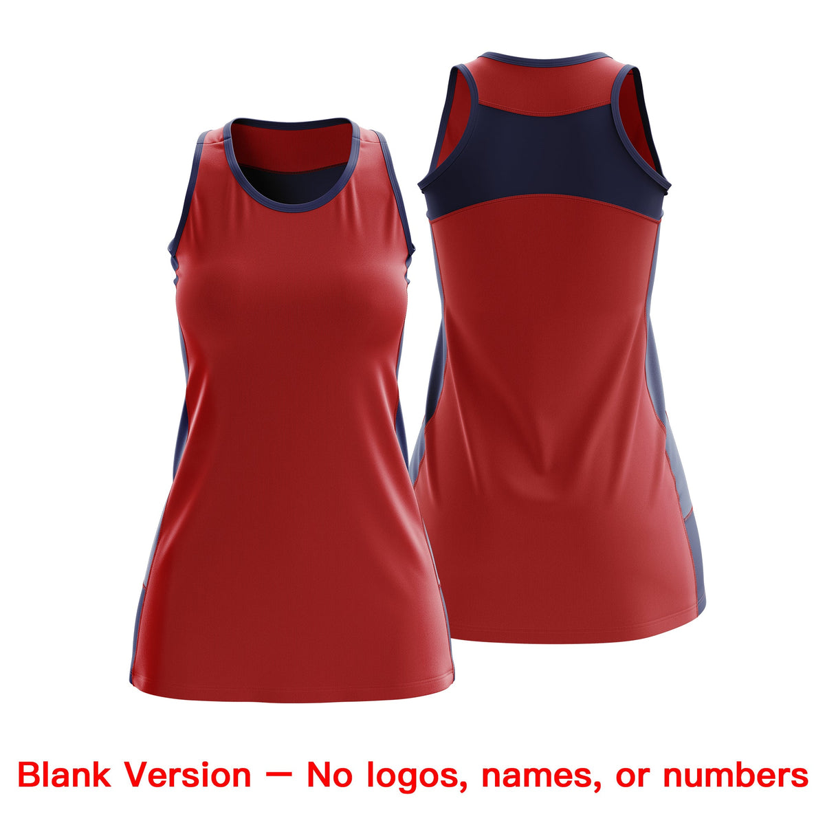 Custom Netball Dress | Red Navy Classic Style Two-Tone Professional Team Uniforms
